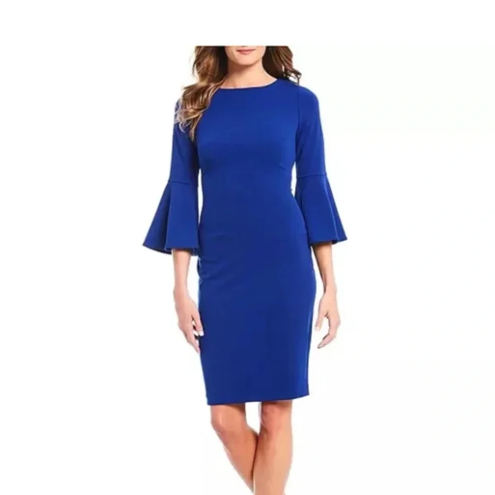 Calvin Klein 3/4 Sleeve Boat Neck Dress - Picture 5 of 11
